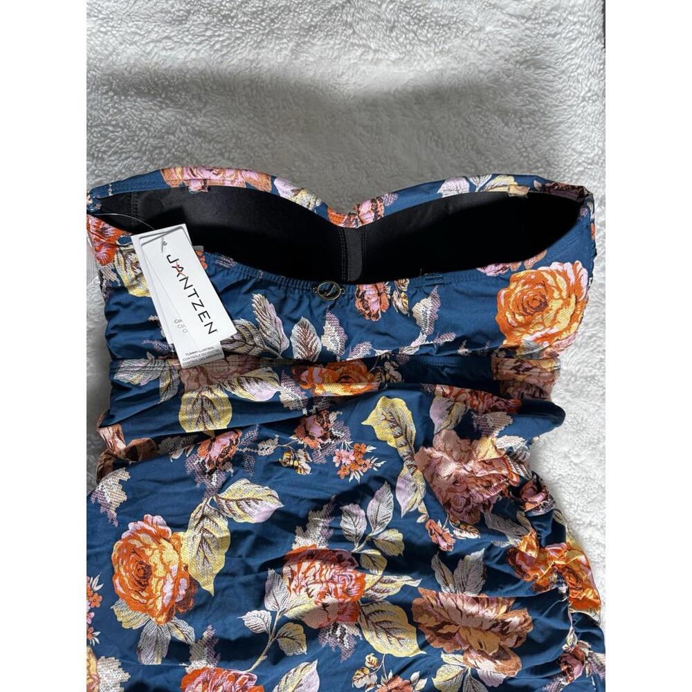 Jantzen One Piece Halter Swimsuit Floral Ruched Lined Size 10 Beach Vacation - Picture 5 of 7